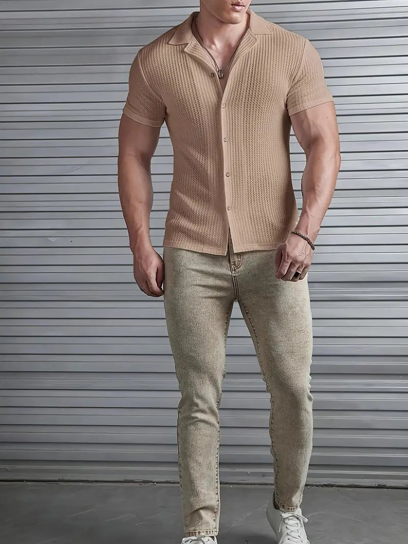 Camisa Punto Gofre Beige