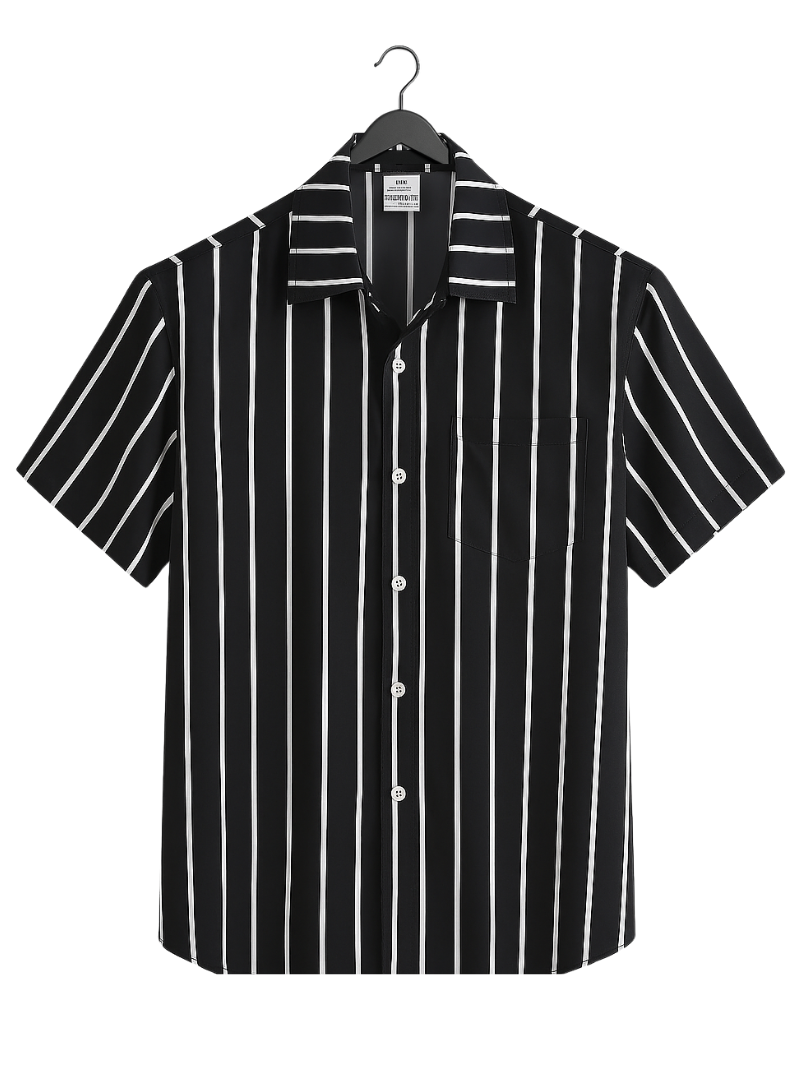 Camisa Negra de Lineas