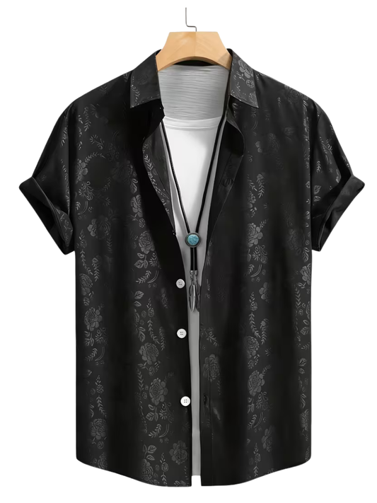 Camisa Silken Flower Negra