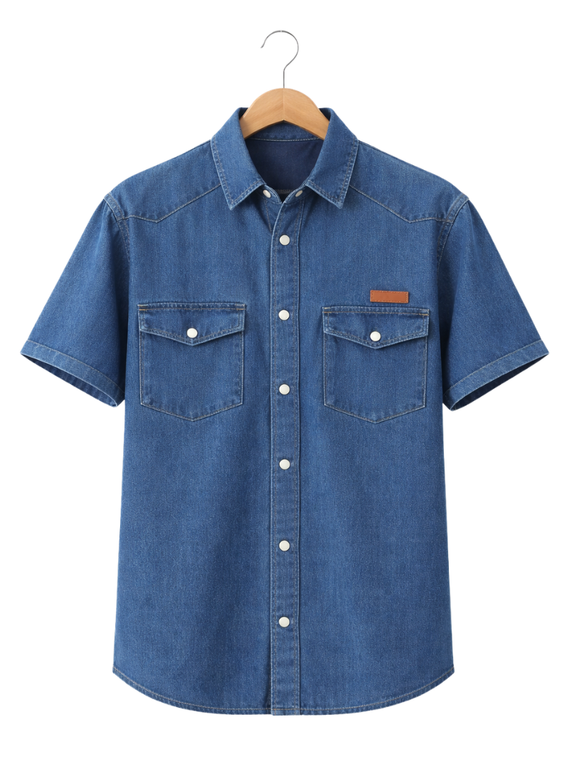 Camisa Mezclilla Cuero Navy