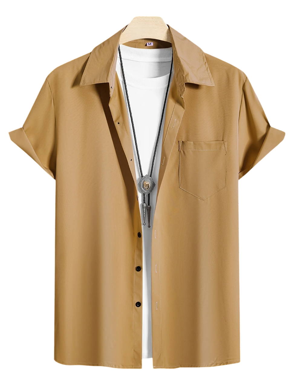 Camisa caqui con bolsillo
