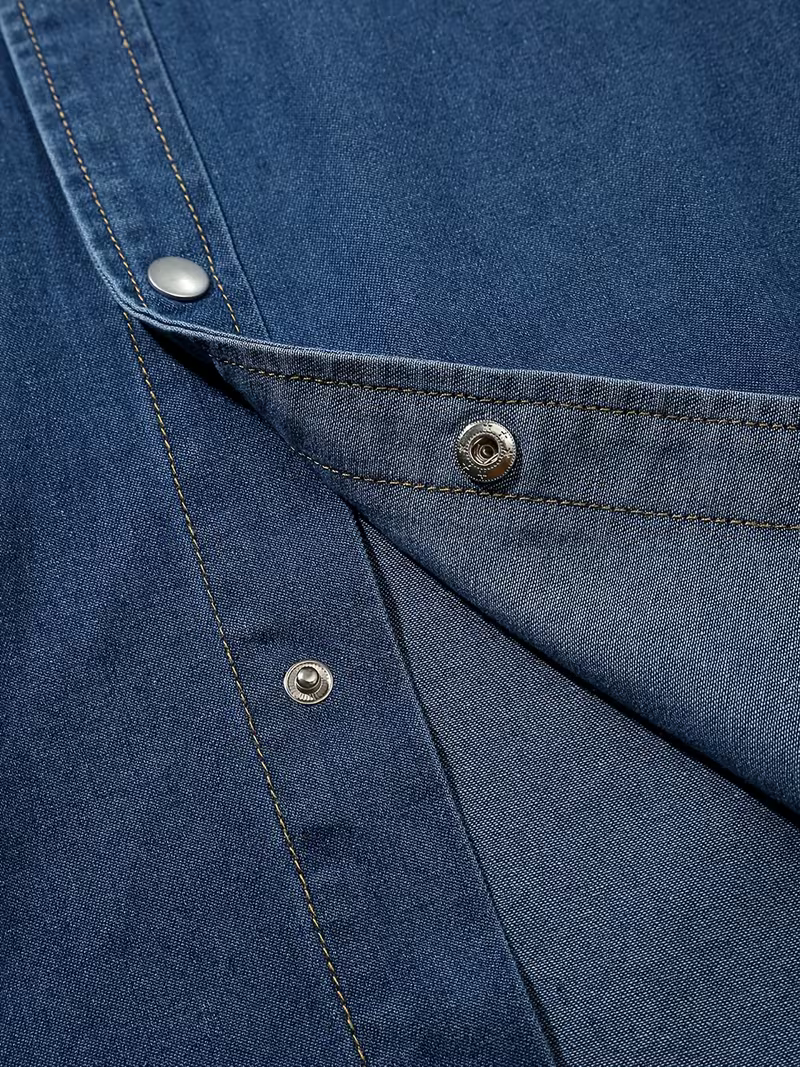 Camisa Mezclilla Cuero Navy