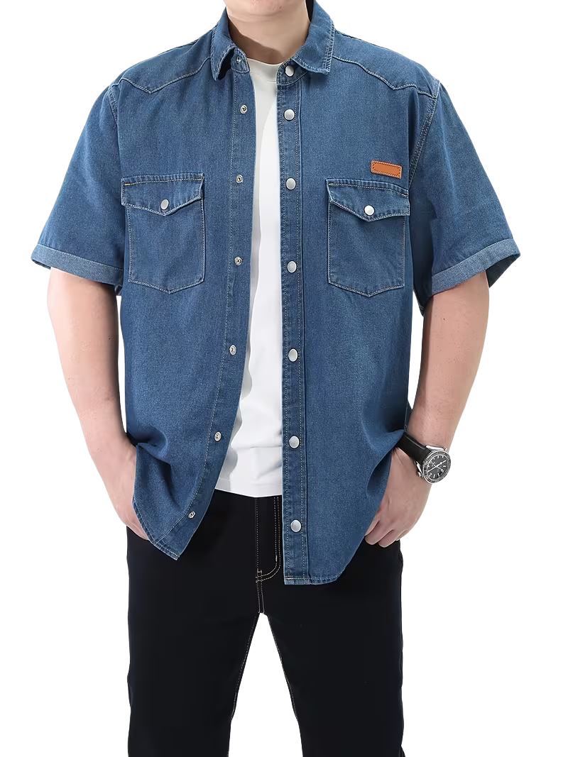 Camisa Mezclilla Cuero Navy