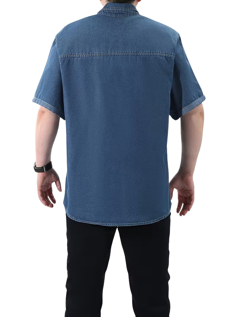 Camisa Mezclilla Cuero Navy