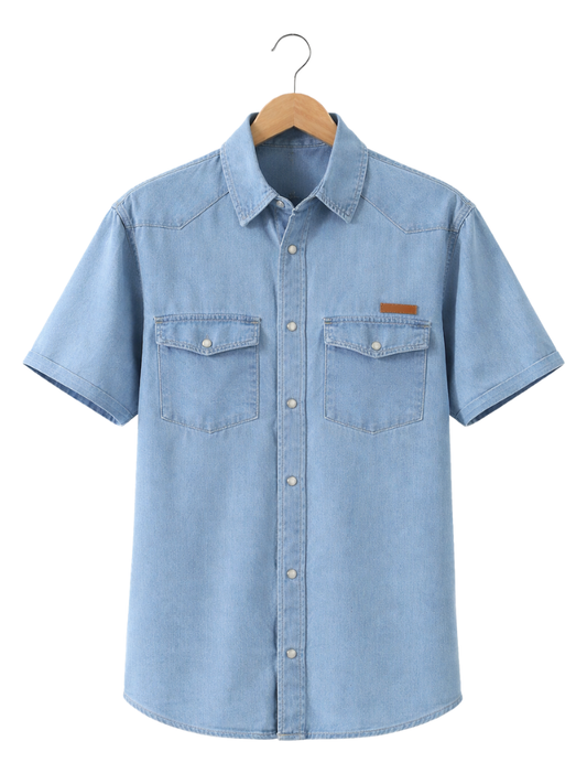 Camisa Mezclilla Cuero Cielo