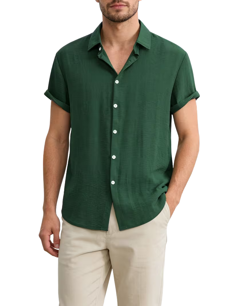 Camisa White Botton Green