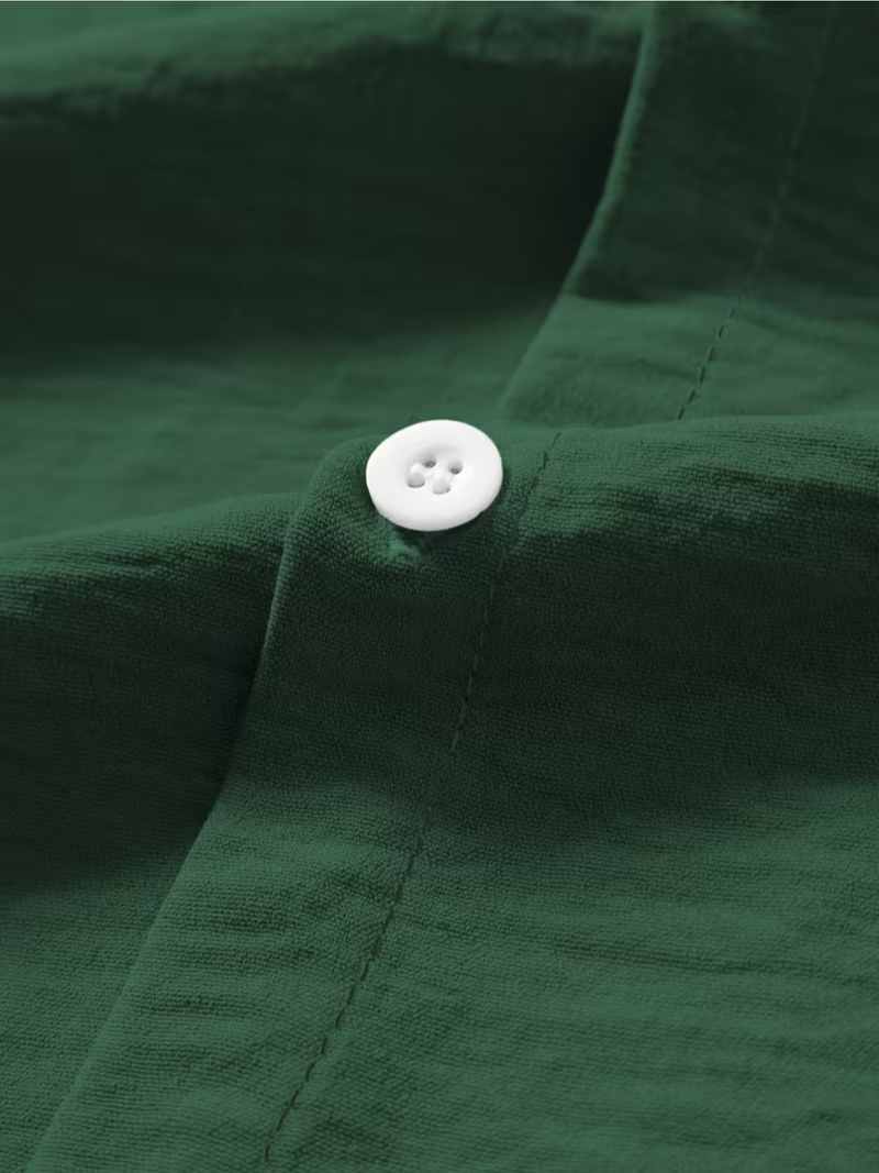 Camisa White Botton Green