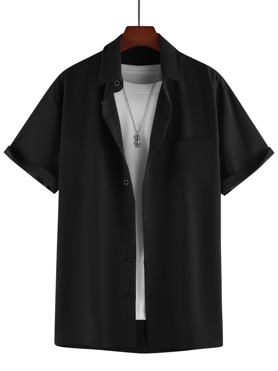 Camisa negra con bolsa